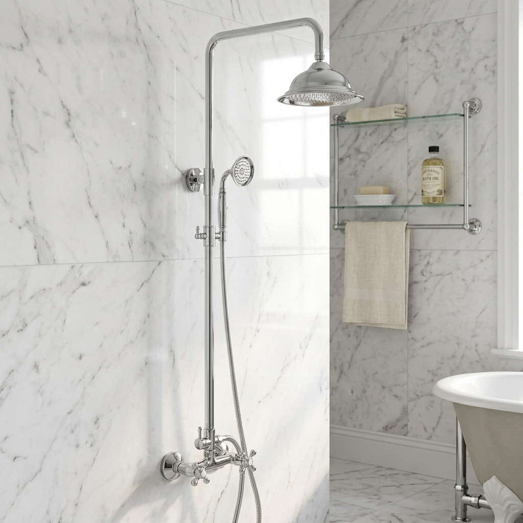 Aquanello Heritage Ascot Classic Shower Set Surface-Mounted Shower Column Chrome CR-2003-HA